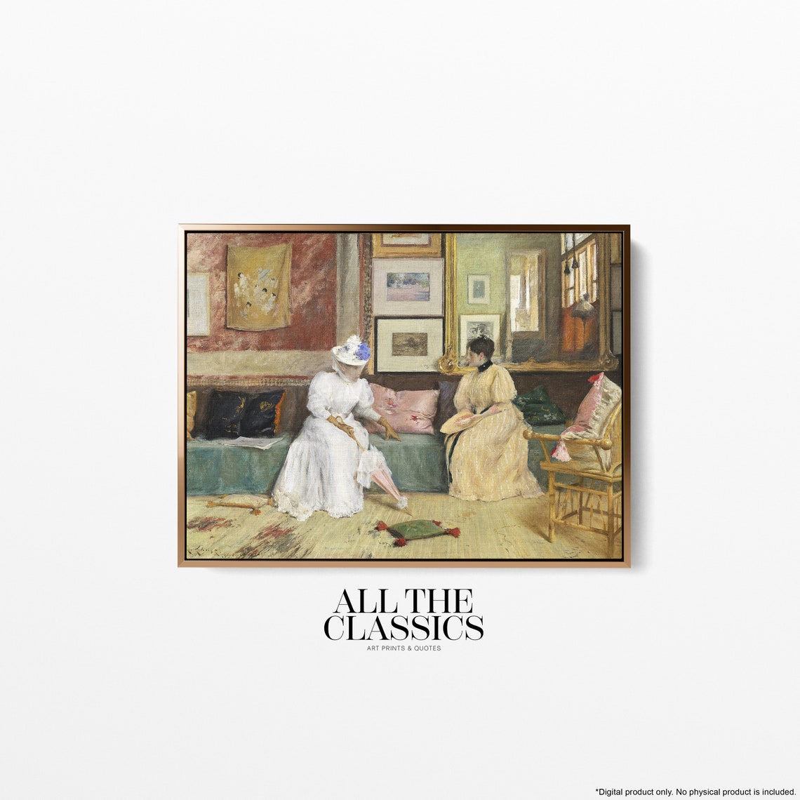 William Merritt Chase A Friendly Call Two Women In Studio Poster
