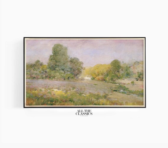 Soft Pastel Trees Over Meadow Impressionist Landscape Art Poster