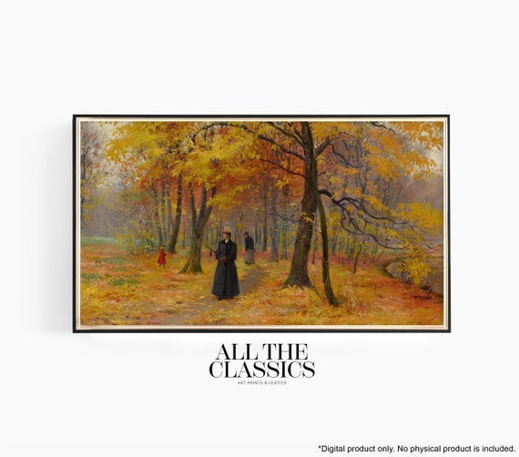 Frame Tv Art Vintage Art Wall Art Vibrant Fall Landscape Bold Orange Hues A Forest Walk In Autumn Carl Carlsen