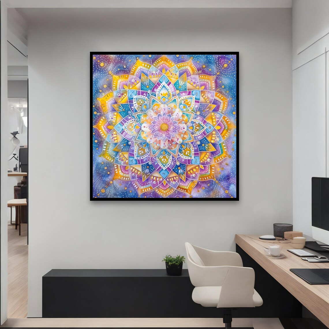 Vibrant Multicolor Pastel Galaxy Mandala Spiritual Meditation Wall Poster - Image 4