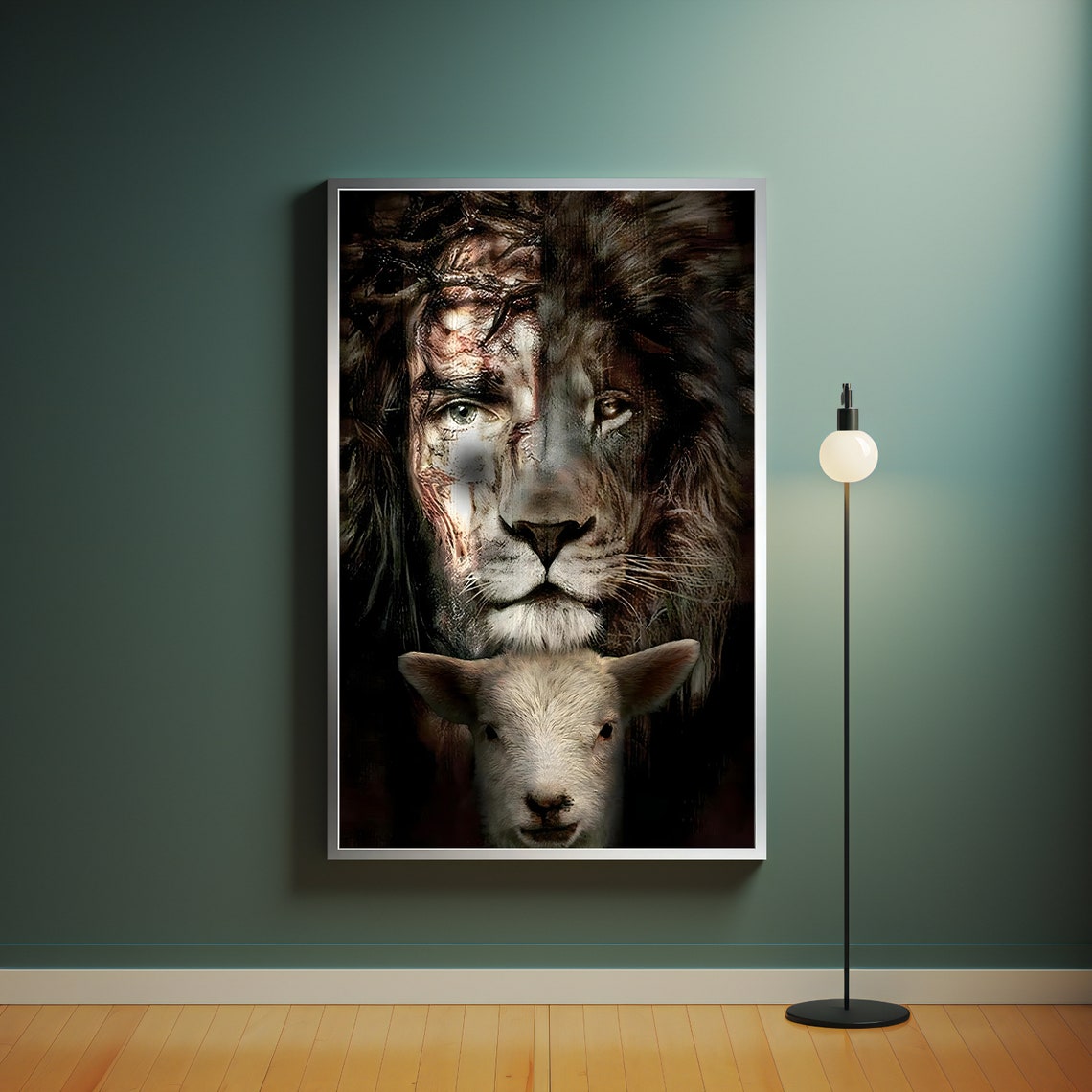 Jesus Lion Lamb Religious Art Faith Inspired Wall Print Poster - Image 4