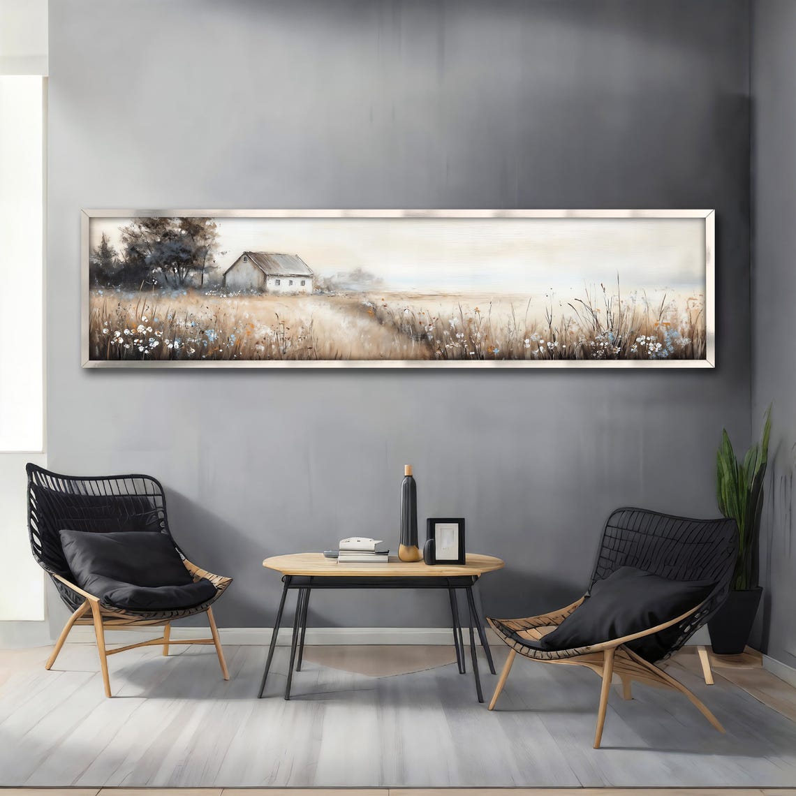 Rustic Farmhouse Wheat Field Panoramic Neutral Country Poster - Image 4