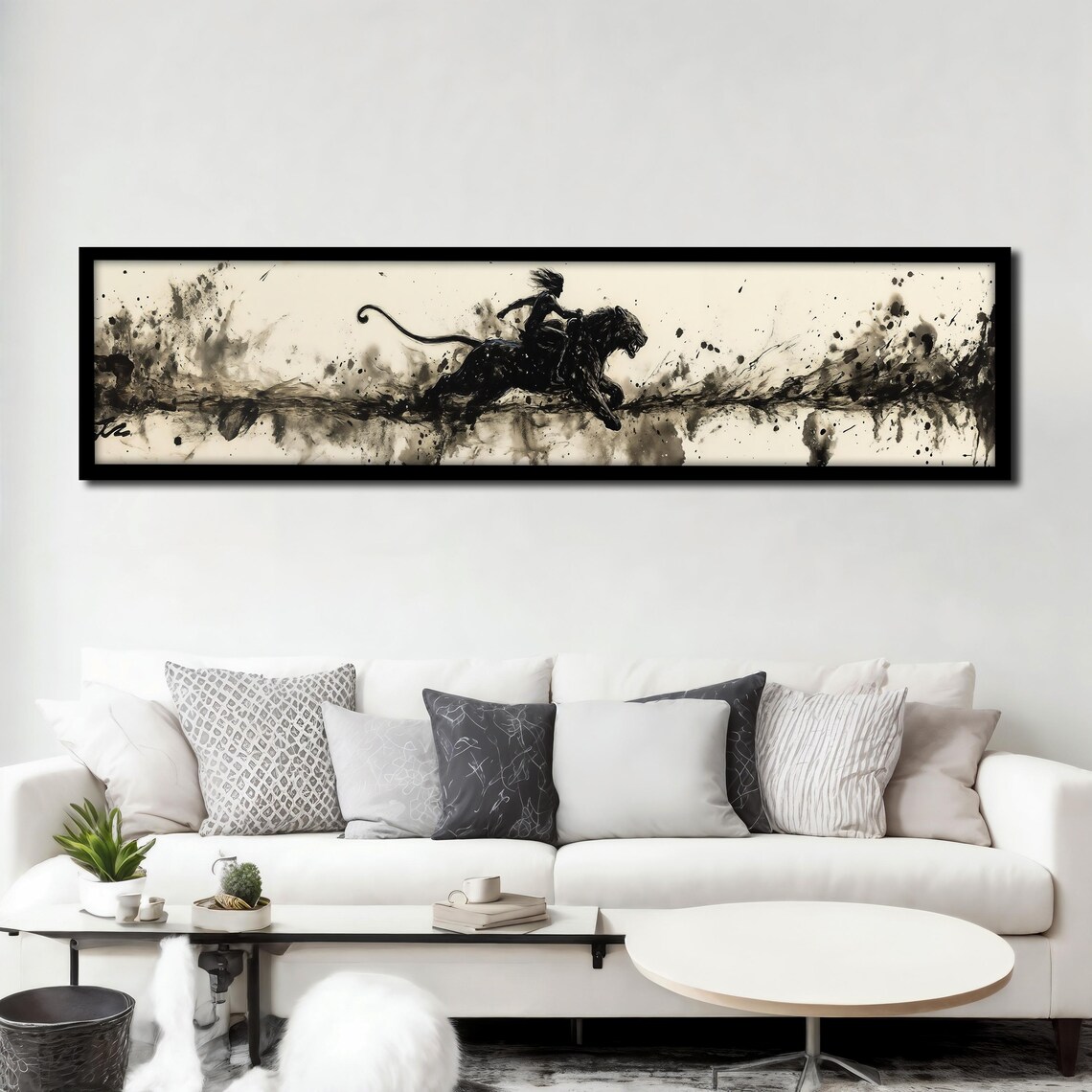 Abstract Black Panther Painting Minimalist Home Decor Panther Wall Art Abstract Artwork Framed Unique Gift For Art Lovers - Image 3