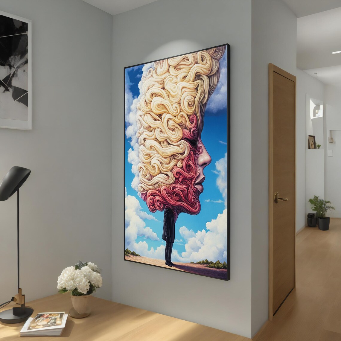 Swirling Cloud Face Surreal Woman Portrait Dreamlike Sky Art Poster