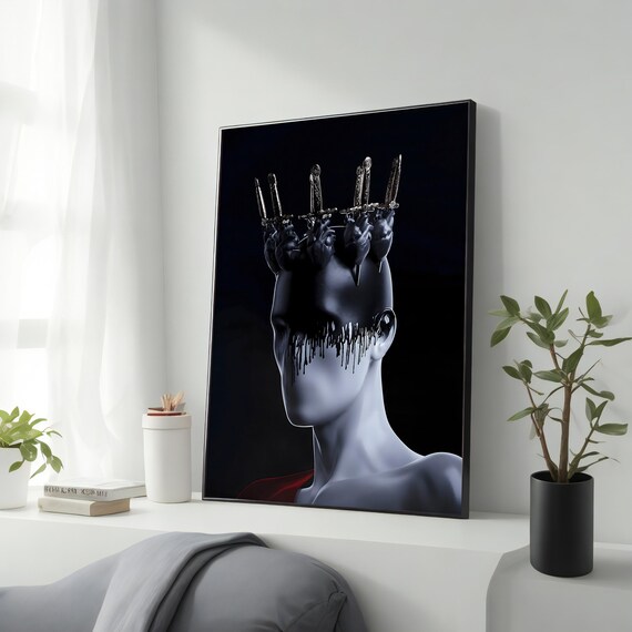 Knife Stuck Heart Print Surreal Art Ready To Hang Framed Wall Decor Unique Gift Living Room Decor Home Gift