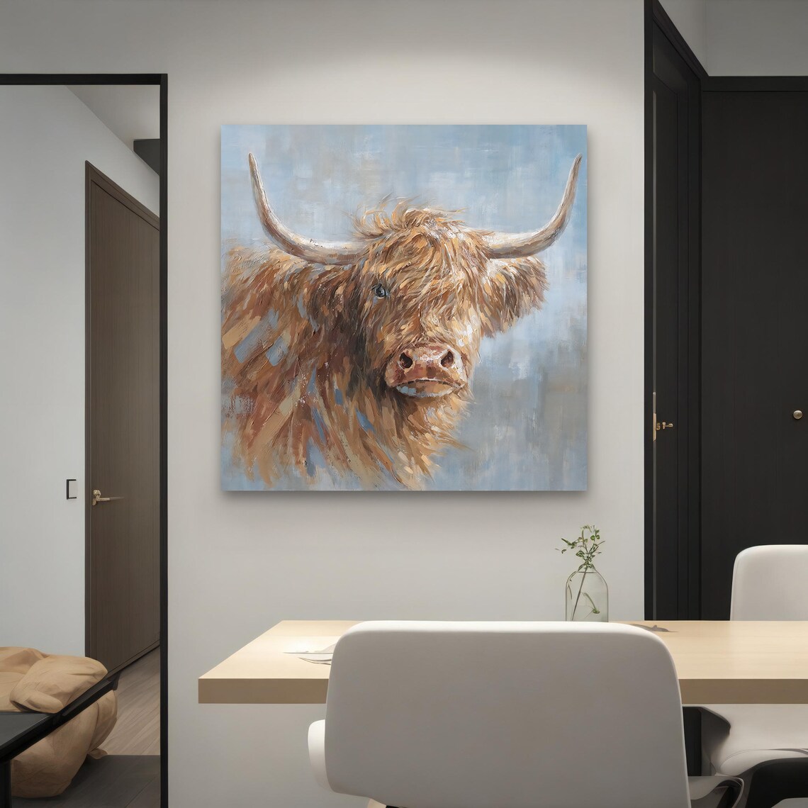Highland Cow Portrait Rustic Farmhouse Textured Animal Art Print - Image 4