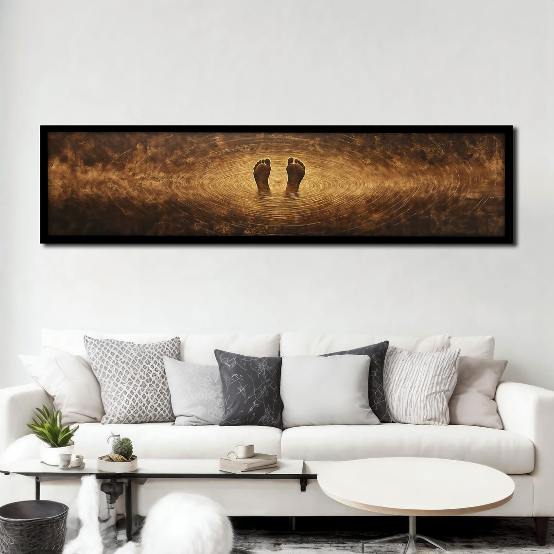Golden Feet Ripples Water Panoramic Tranquil Zen Spa Art Poster - Image 3