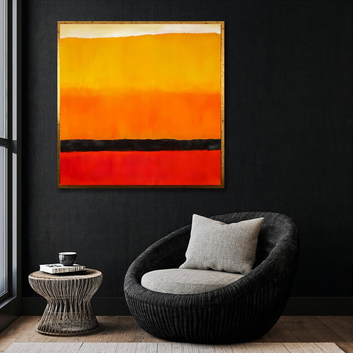 Mark Rothko Style Gold Yellow Orange Red Black Bands Abstract Poster - Image 4