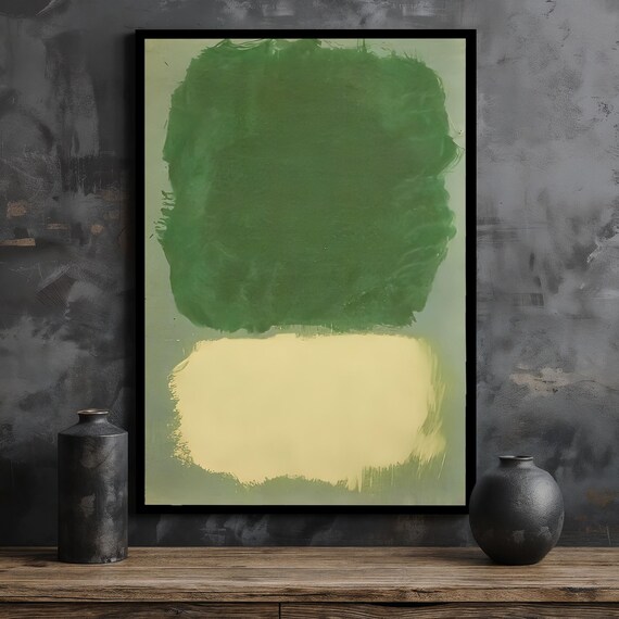 Green Beige Minimalist Mark Rothko Wall Art Abstract Poster Modern Framed Decor Large Ready To Hang Luxury Gift
