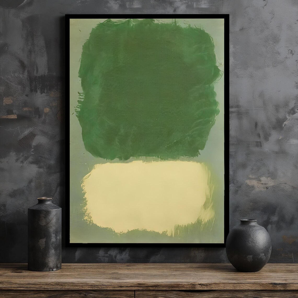 Green Beige Minimalist Mark Rothko Wall Art Abstract Poster Modern Framed Decor Large Ready To Hang Luxury Gift