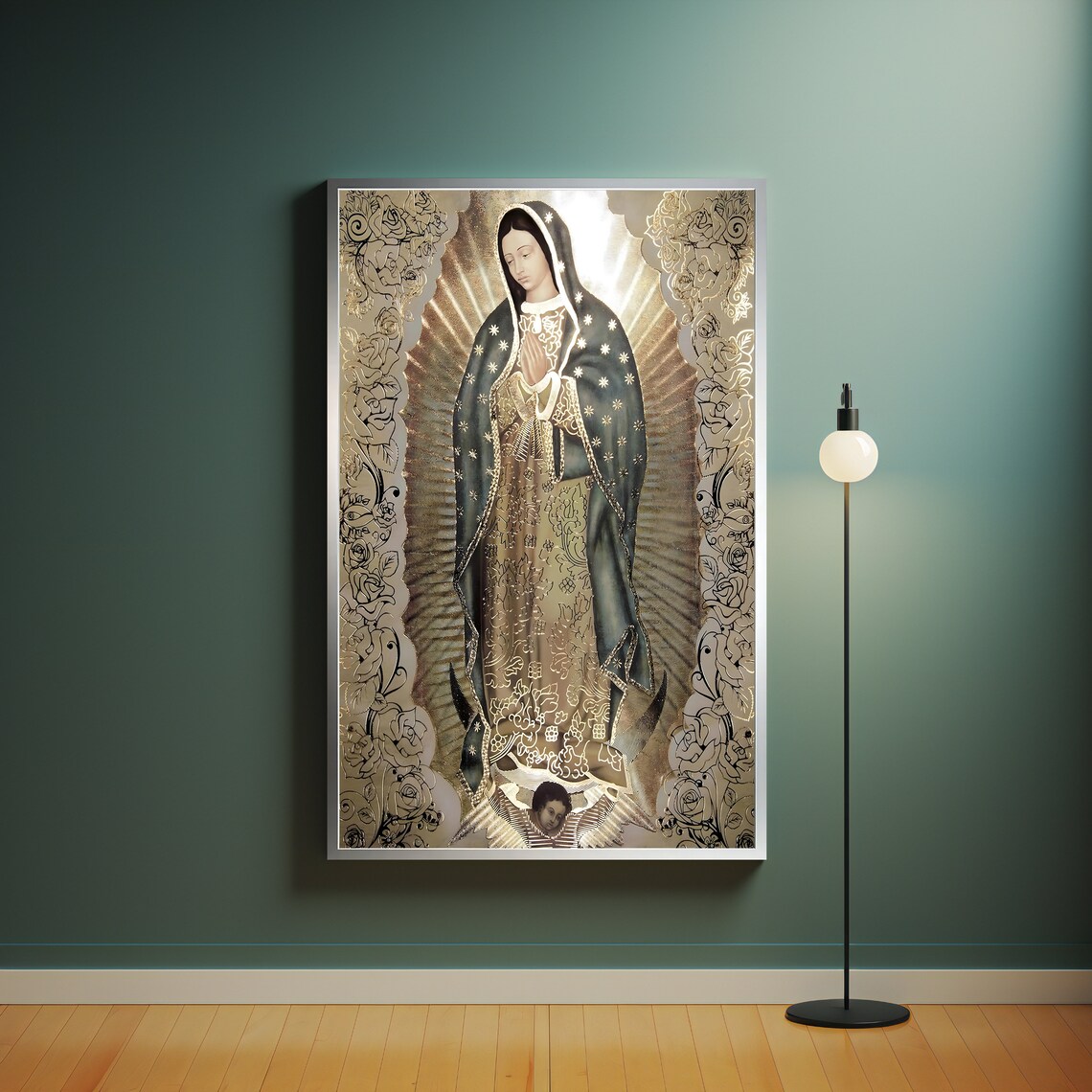 Our Lady Of Guadalupe Religious Art Golden Marian Devotion Catholic Wall Print - Image 4