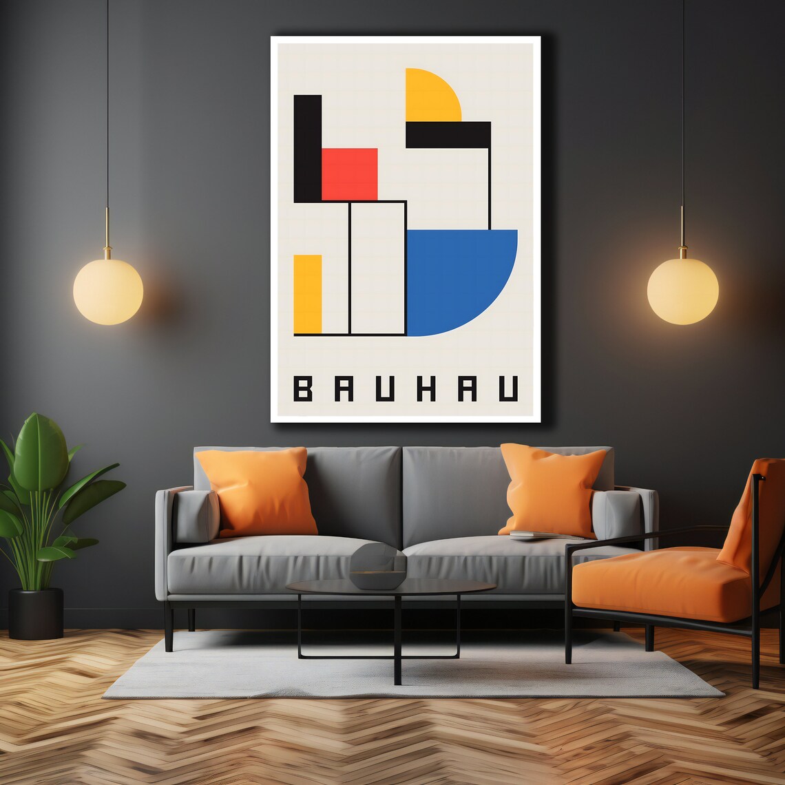 Bauhaus Geometric Red Blue Yellow Minimalist Typography Poster - Image 3