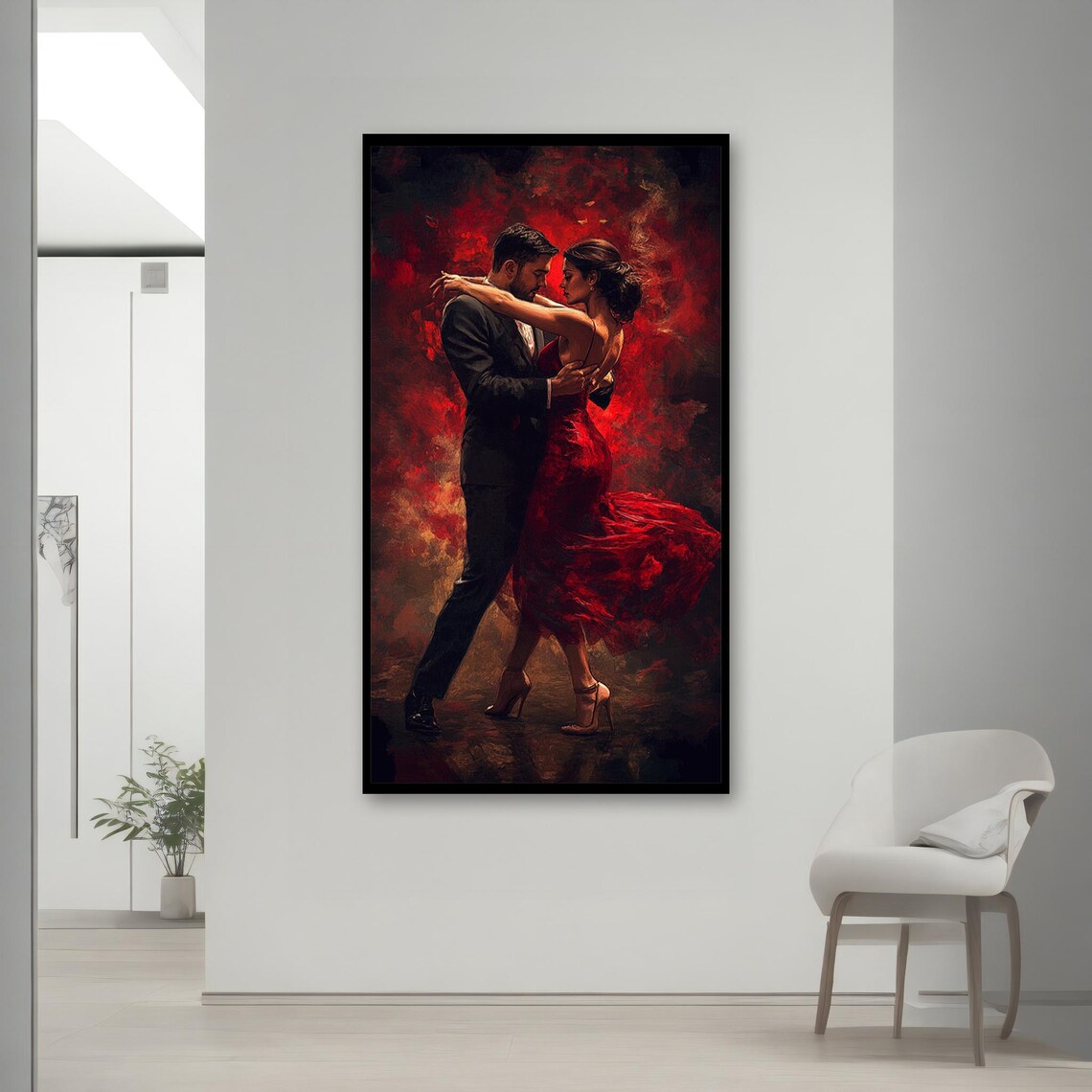 Passionate Tango Dance Couple Woman Red Dress Dark Romance Art Poster - Image 2