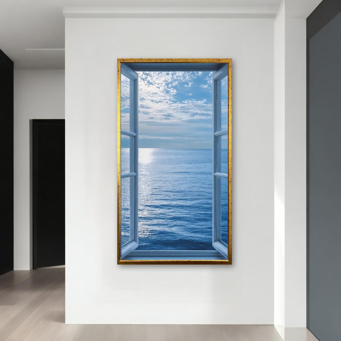 Ocean View Through Open Window Faux Window Seascape Art Print - Image 4