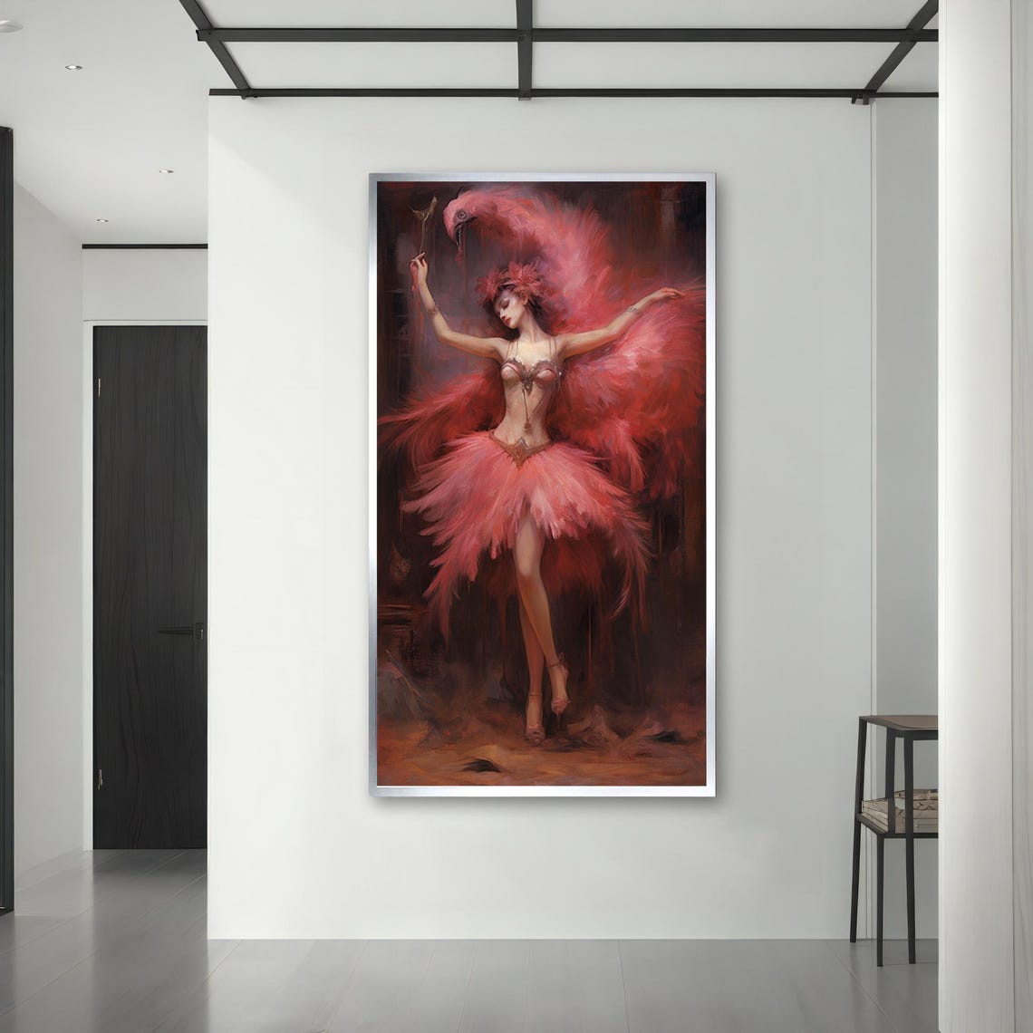 Flamingo Ballerina Pink Feather Costume Dramatic Dark Stage Art Poster - Image 3