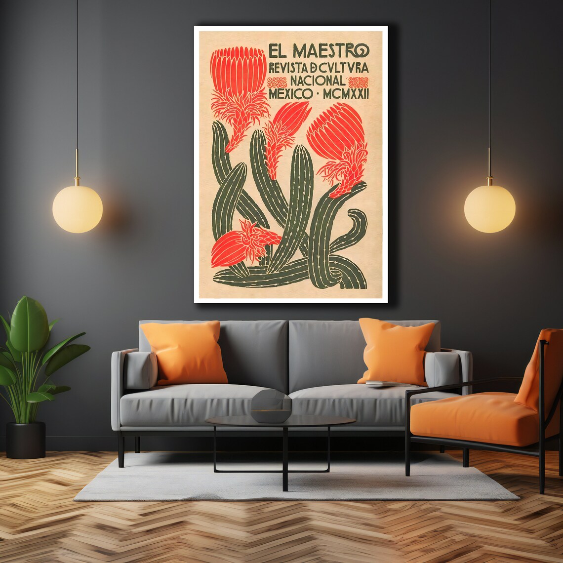 Diego Rivera El Maestro 1922 Cactus Flower Vintage Magazine Art Poster - Image 3