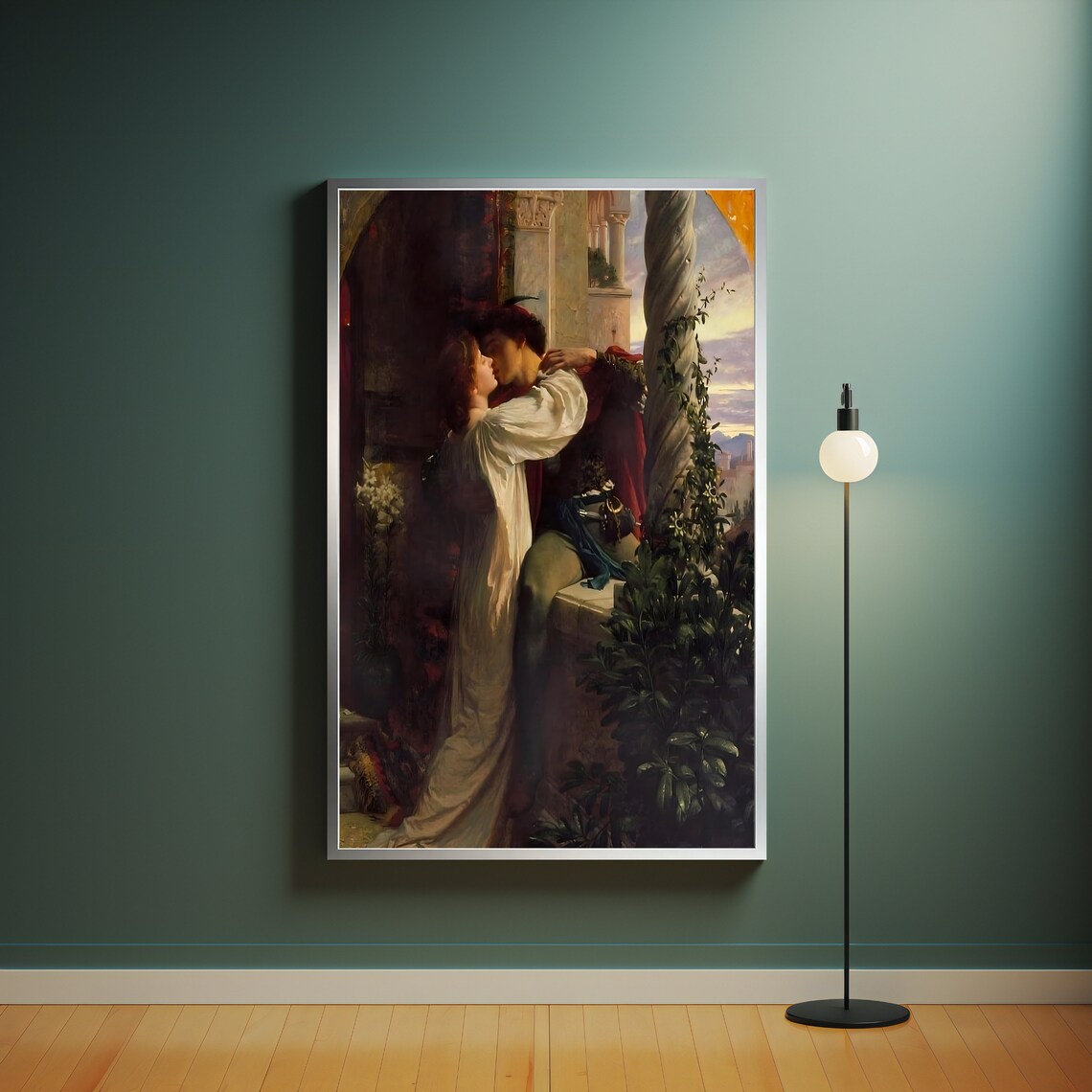 Romantic Couple Kissing Balcony Classical Painting Love Wall Poster - Image 4