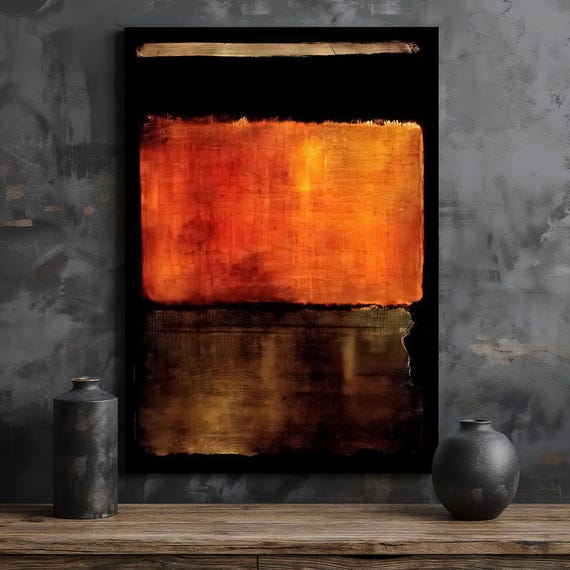 Mark Rothko Abstract Painting Orange Black Wall Art Home Decoration Modern Interior Design Room Decor Gift