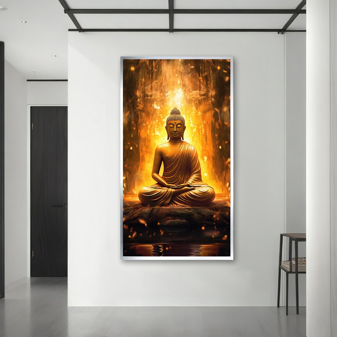 Golden Buddha Meditating In Radiant Warm Light Glow Serene Spiritual Poster - Image 3