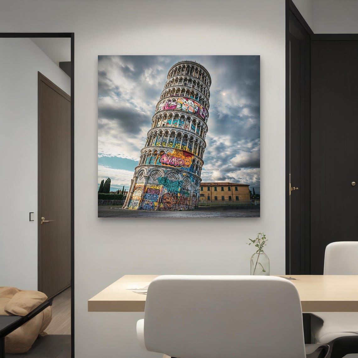 Leaning Tower of Pisa Covered in Colorful Graffiti Travel Poster - Image 4