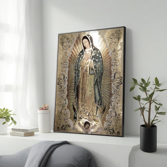 Our Lady Of Guadalupe Religious Art Golden Marian Devotion Catholic Wall Print