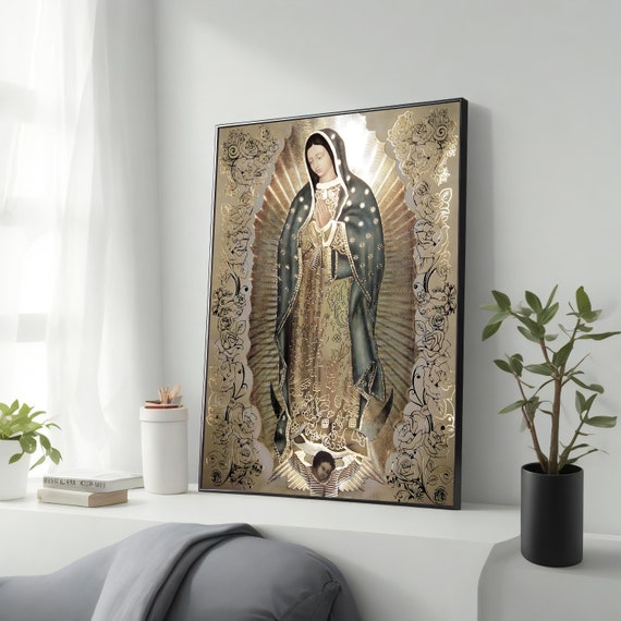 The Virgin Of Guadalupe Art Catholic Wall Decor Religious Artwork Ready To Hang Immaculate Mary Gift
