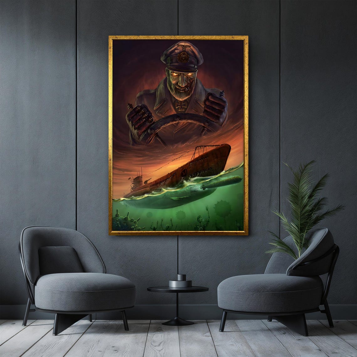 Dark Seas Captain Wall Art Captain Poster Horror Submarine Artwork Gothic Wall Decor Modern Home Decor Unique Art Gift For Men - Image 4