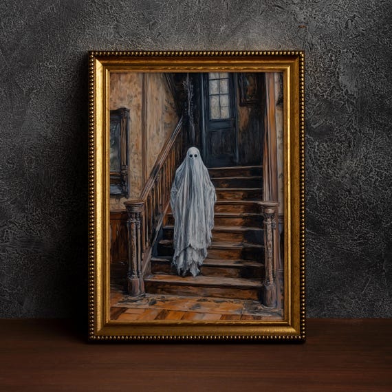 On The Stairshalloween Wall Art Gothic Print Oil Paint Spooky Decorcottage Decorfall Decor Farmhouse Decorsingle Poster