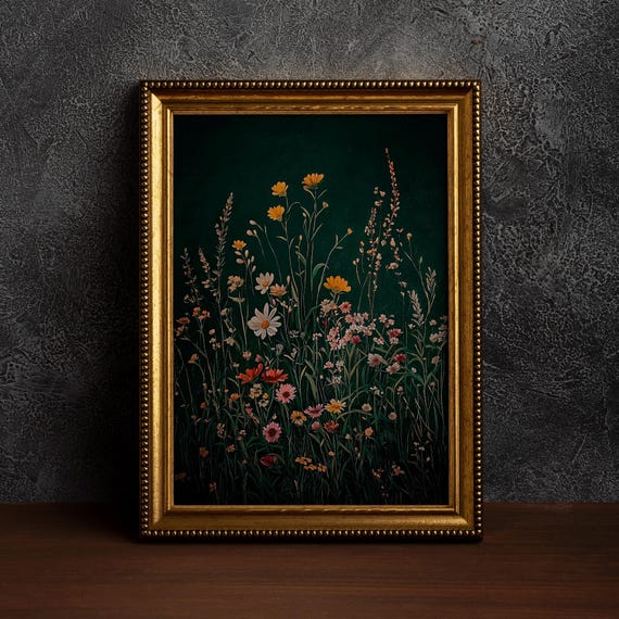 Emerald Green Floral Botanical Art Print