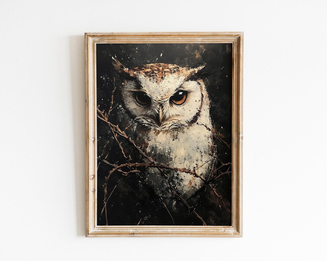 Rustic Owl Dark Academia Art Print