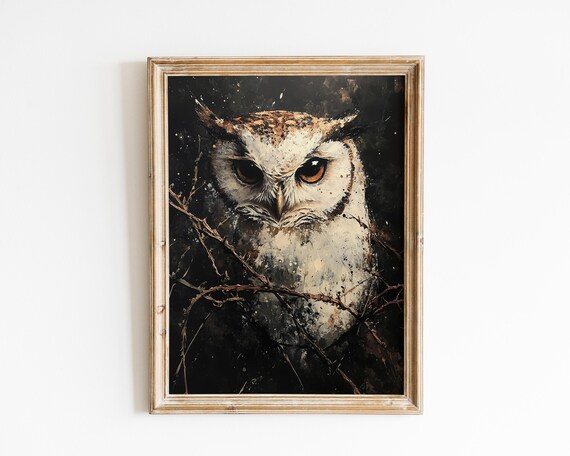 Rustic Owl Dark Academia Art Print