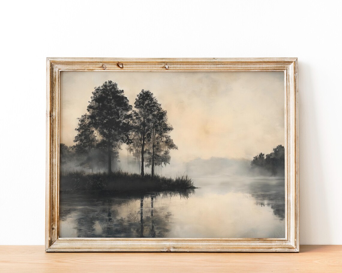 Antique Moody Tree Vintage Forest Landscape Art Print