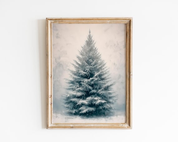 Snow Laden Fir Tree In Soft Winter Light Serene Holiday Wall Art