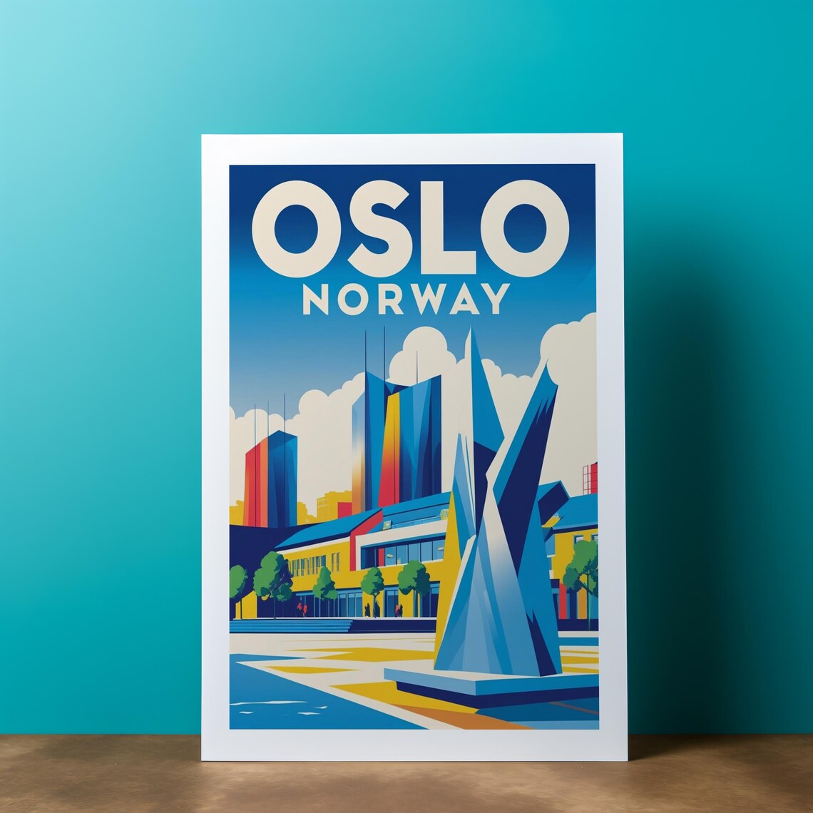 Oslo Travel Poster, Mid-Century Modern Scandinavian