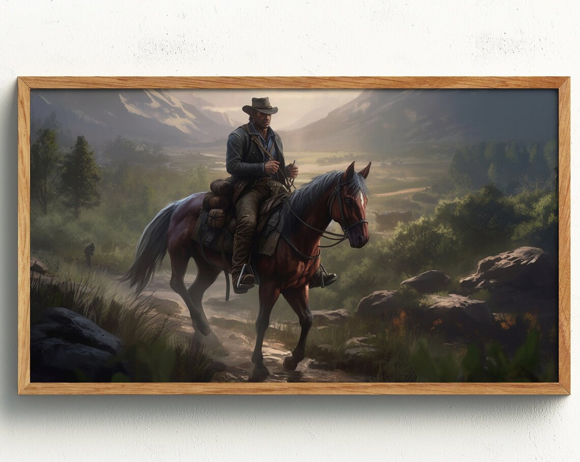 Cowboy Western Landscape Painting, Art Print