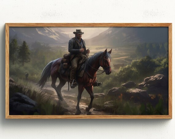 Cowboy Western Landscape Painting, Art Print
