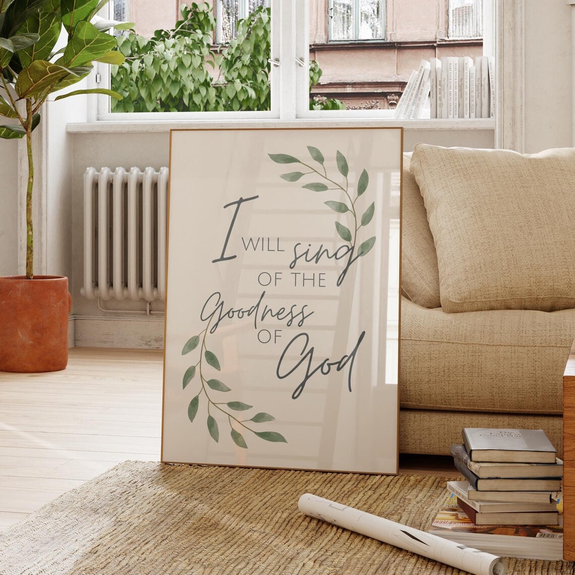 I Will Sing of the Goodness of God Botanical Worship Lyrics Poster