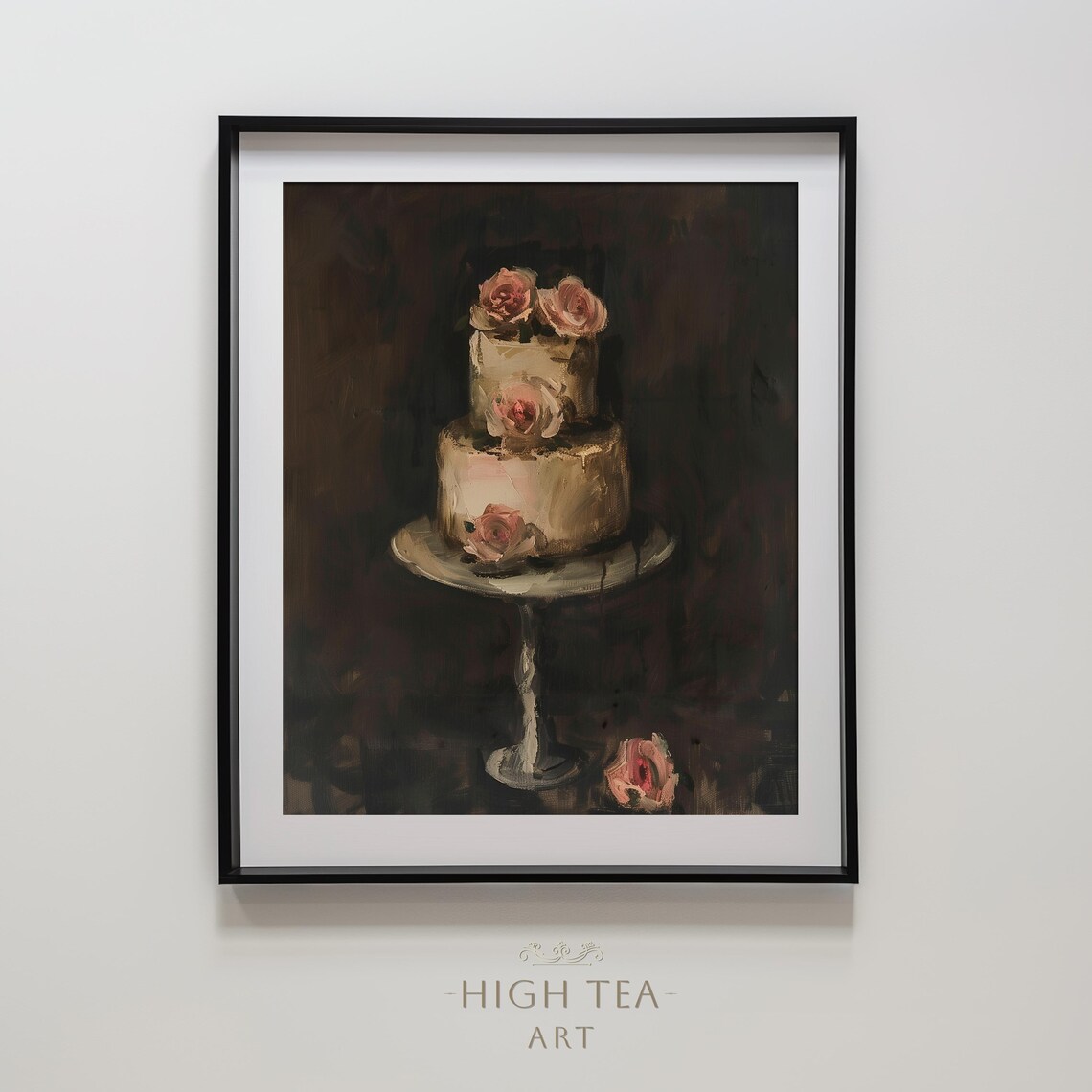 Vintage Two Tiered White Wedding Cake Art Print