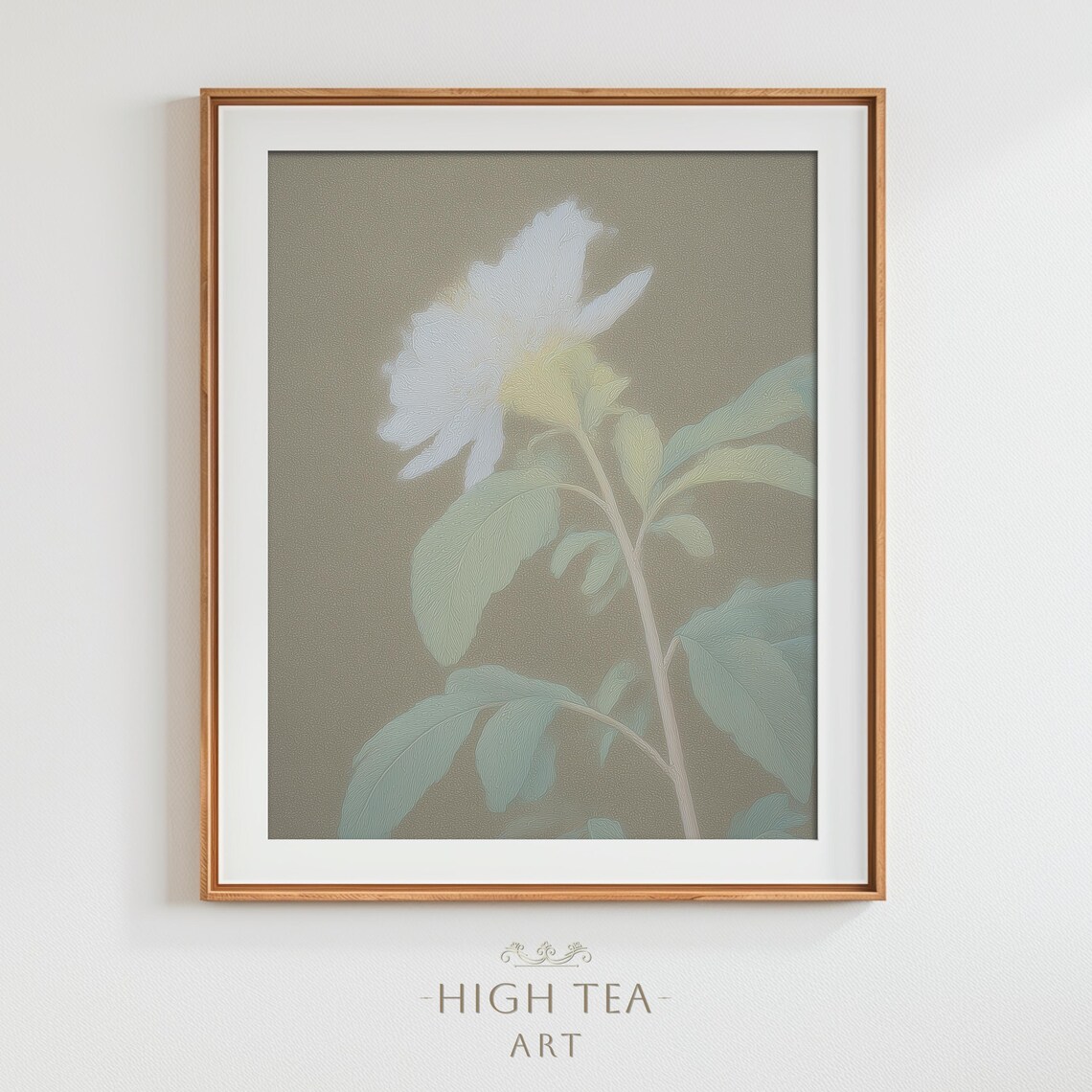 Vintage White Flower Oil Painting Art Print