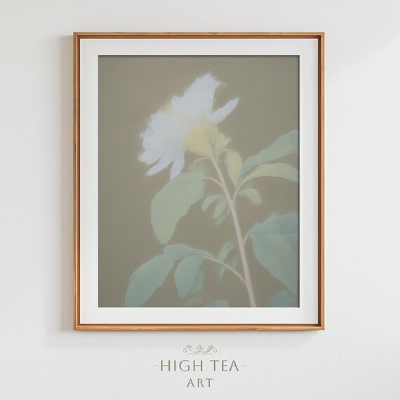 Vintage White Flower Oil Painting Art Print
