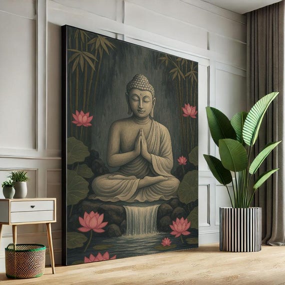 Serene Buddha Meditation Canvas Wall Art Print Zen Living Room Decor Tranquil Statement Piece