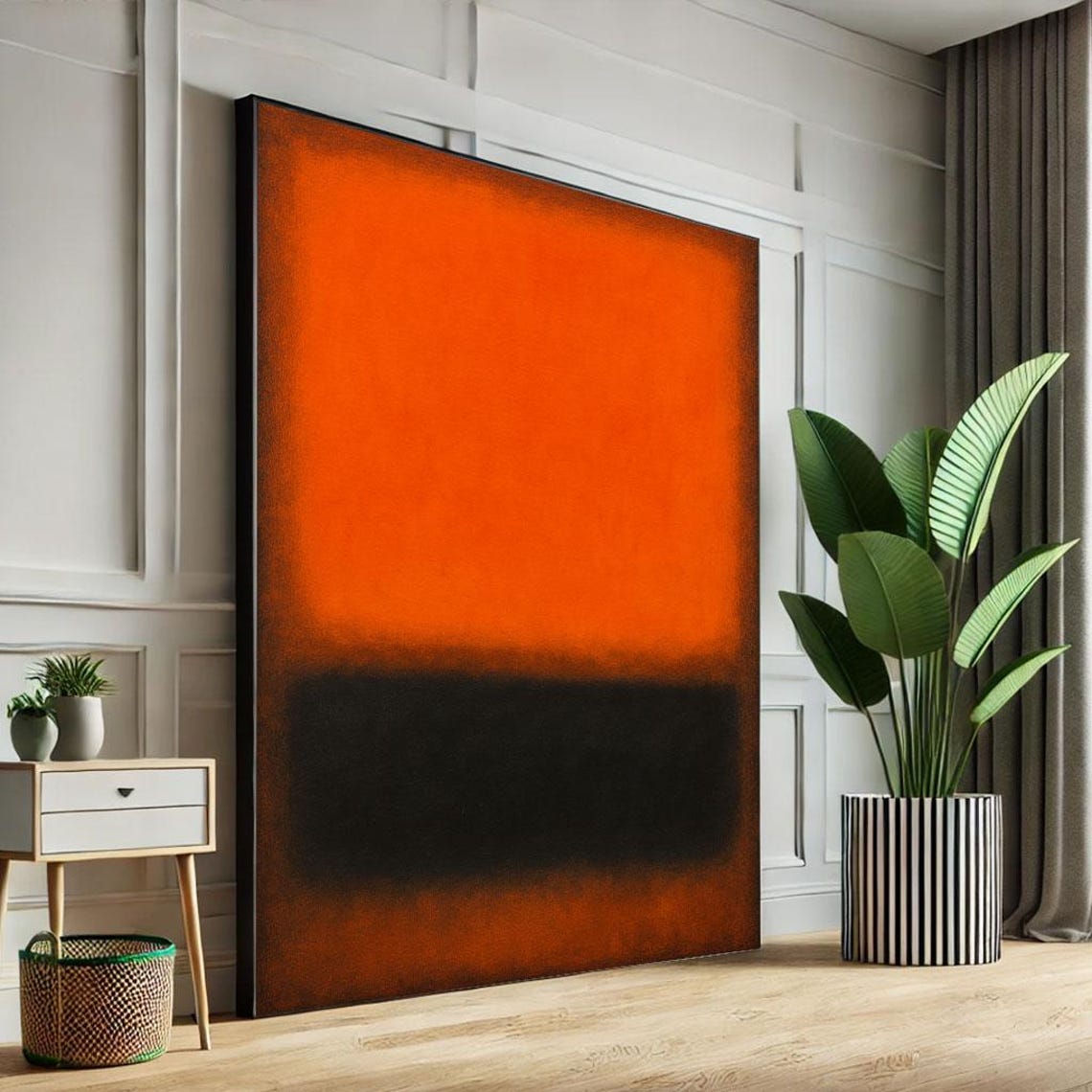 Mark Rothko Style Orange And Black Color Field Painting Poster