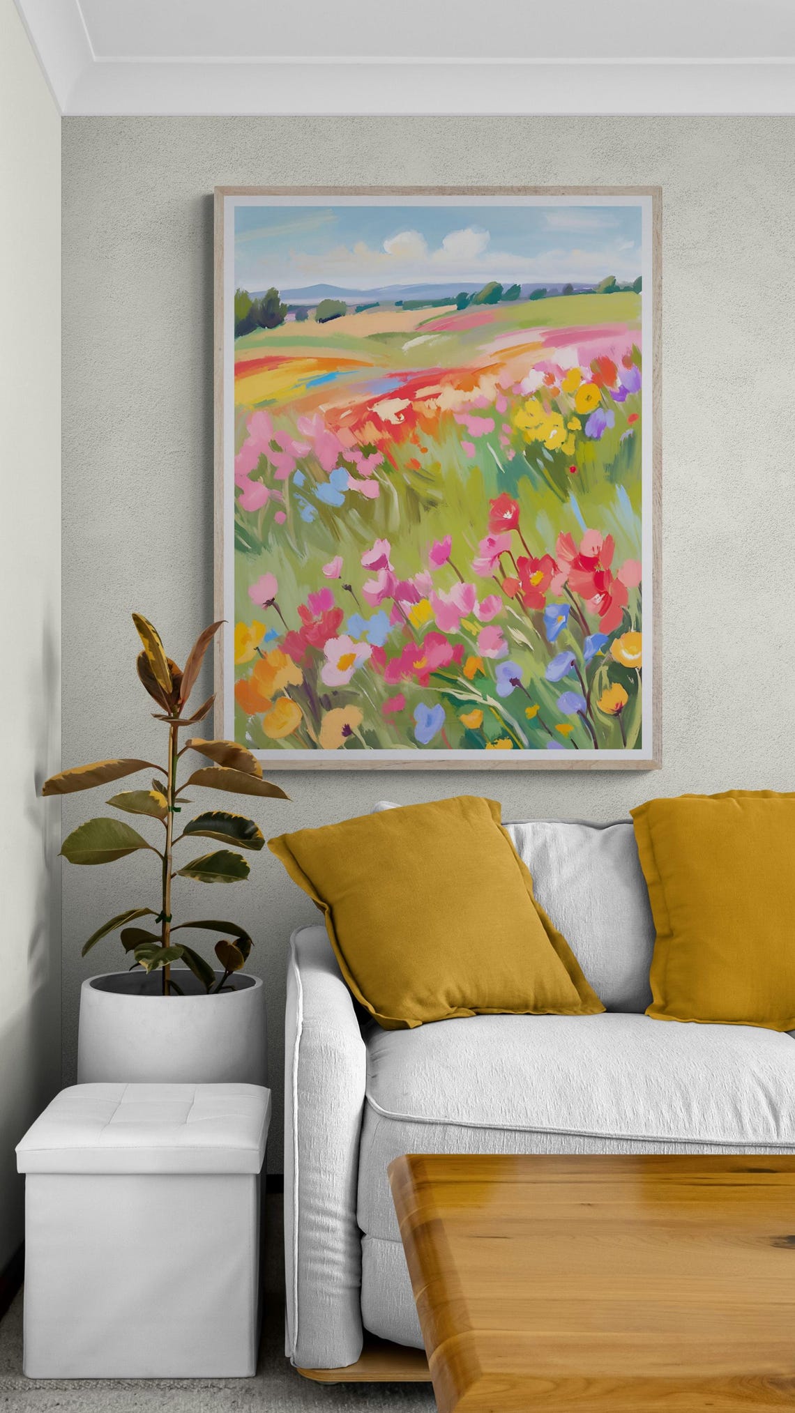 Vibrant Wildflower Meadow Impressionist Floral Landscape Art Poster - Image 3
