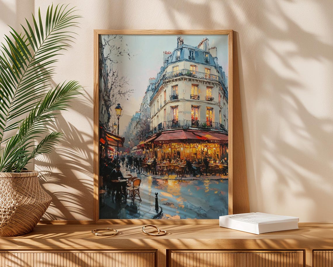 Rainy Paris Street Cafe Corner Dusk Impressionist Cityscape Art Poster - Image 4