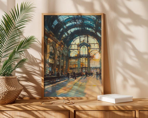 French Impressionist Art Paris Train Station Painting Parisian Paris Landscape Art French Architecture Art
