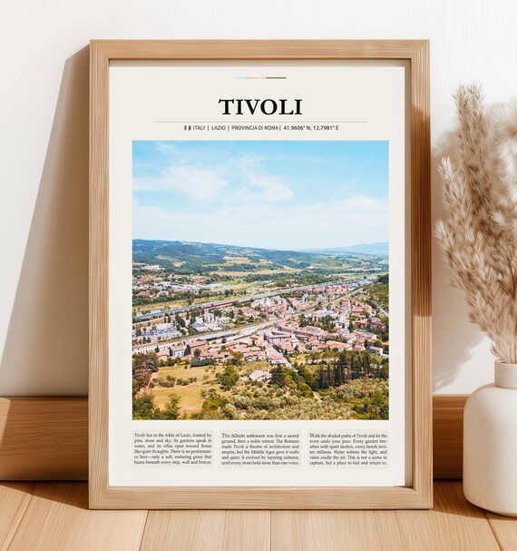 Tivoli Italy Hillside Town Panorama Lazio Countryside Travel Poster