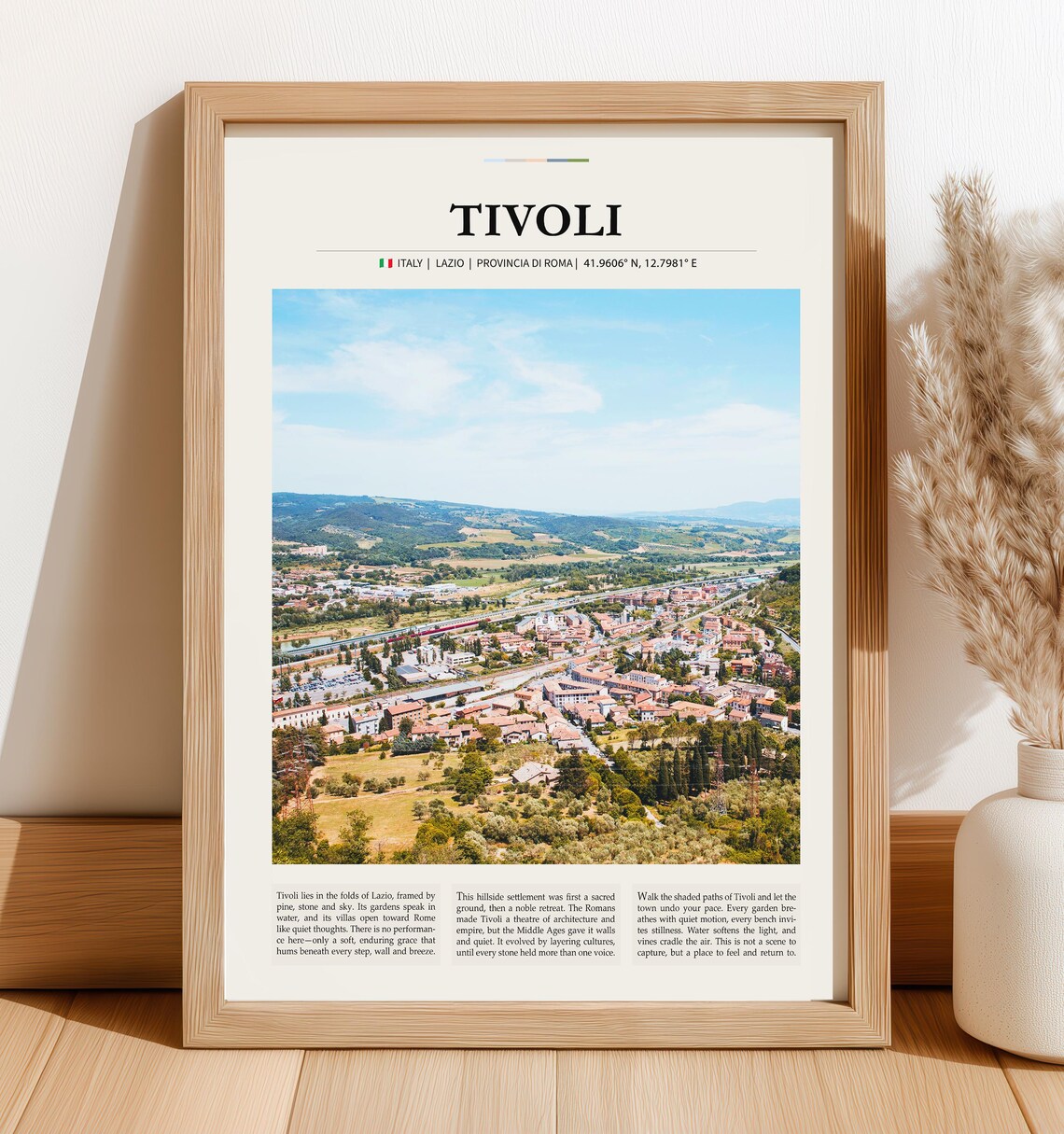 Tivoli Italy Hillside Town Panorama Lazio Countryside Travel Poster