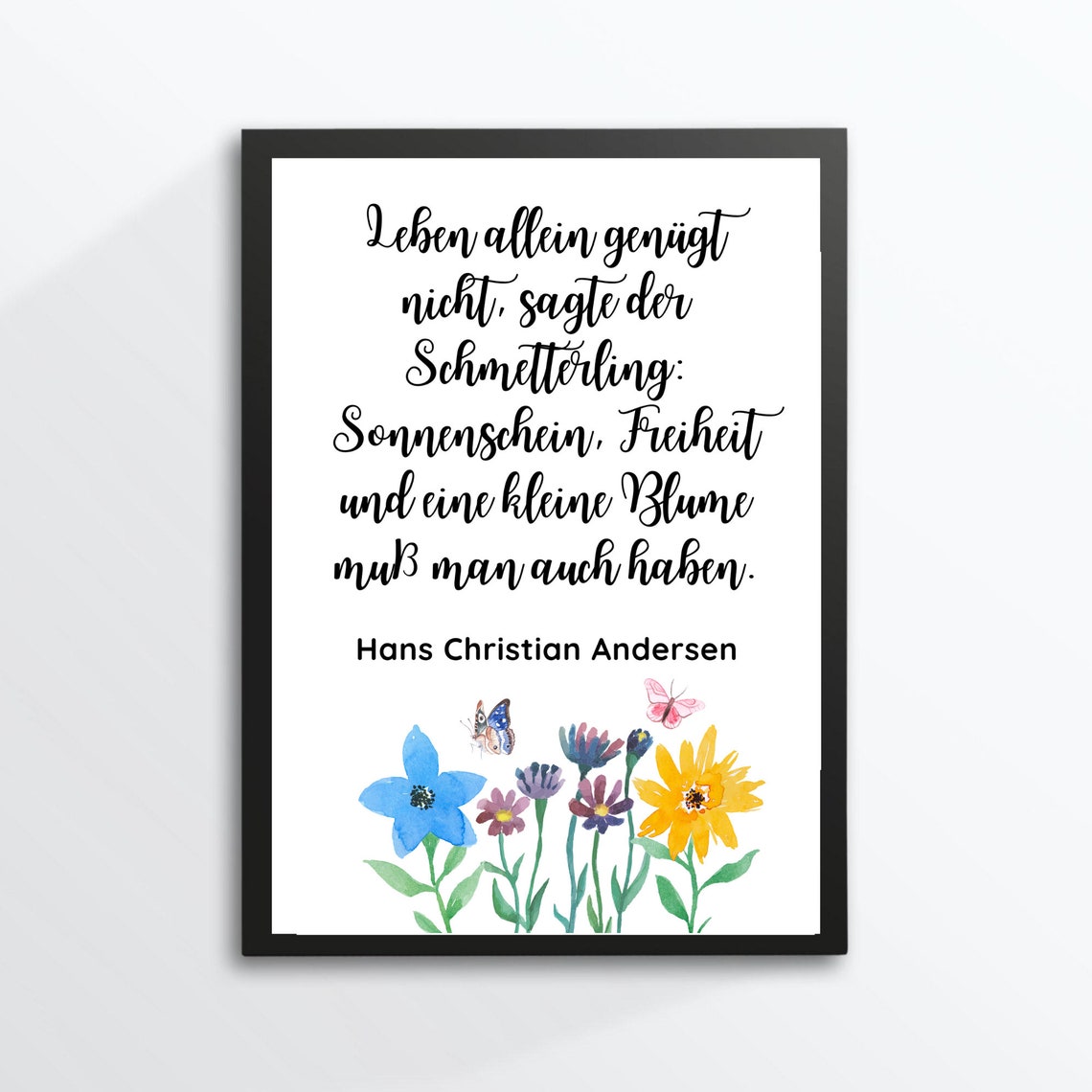 Hans Christian Andersen Butterfly Quote Watercolor Flowers Poster - Image 3