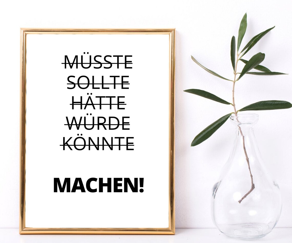 Just Do It Motivation German Quote Typography Mindset Minimalist Poster - Image 2