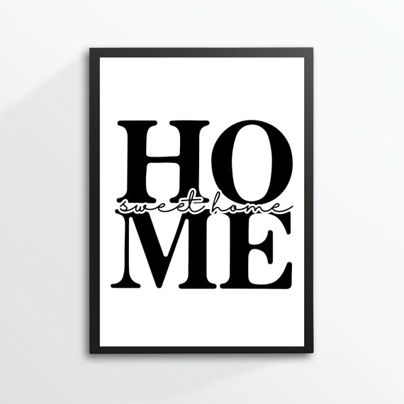 Din A4 Art Print Without Frame Saying Home Sweet Home Living At Home Image Poster Gift